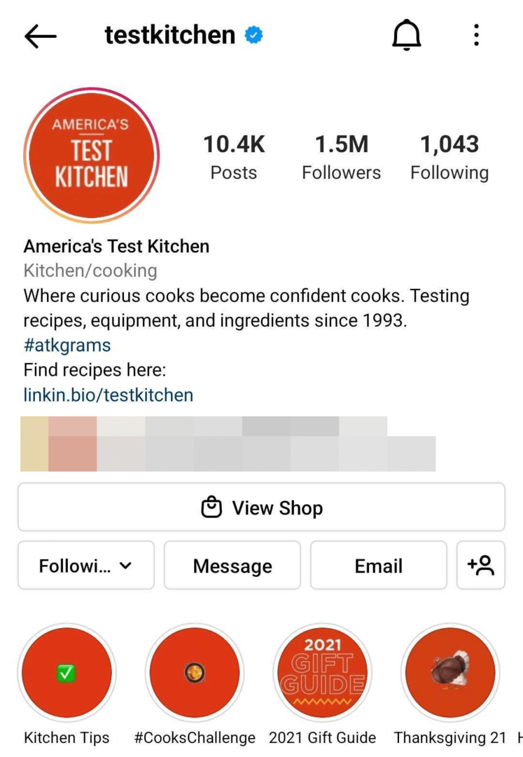 slika Instagram poslovnega profila, optimizirana za iskanje