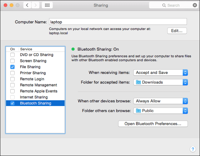 Skupna raba Bluetooth na Macu