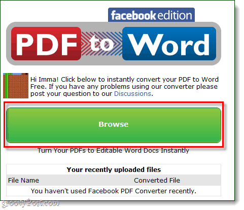PDF v besedo brskanje po Facebooku
