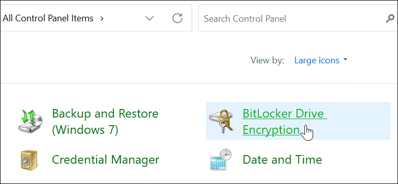 Varnostna nadzorna plošča BitLocker