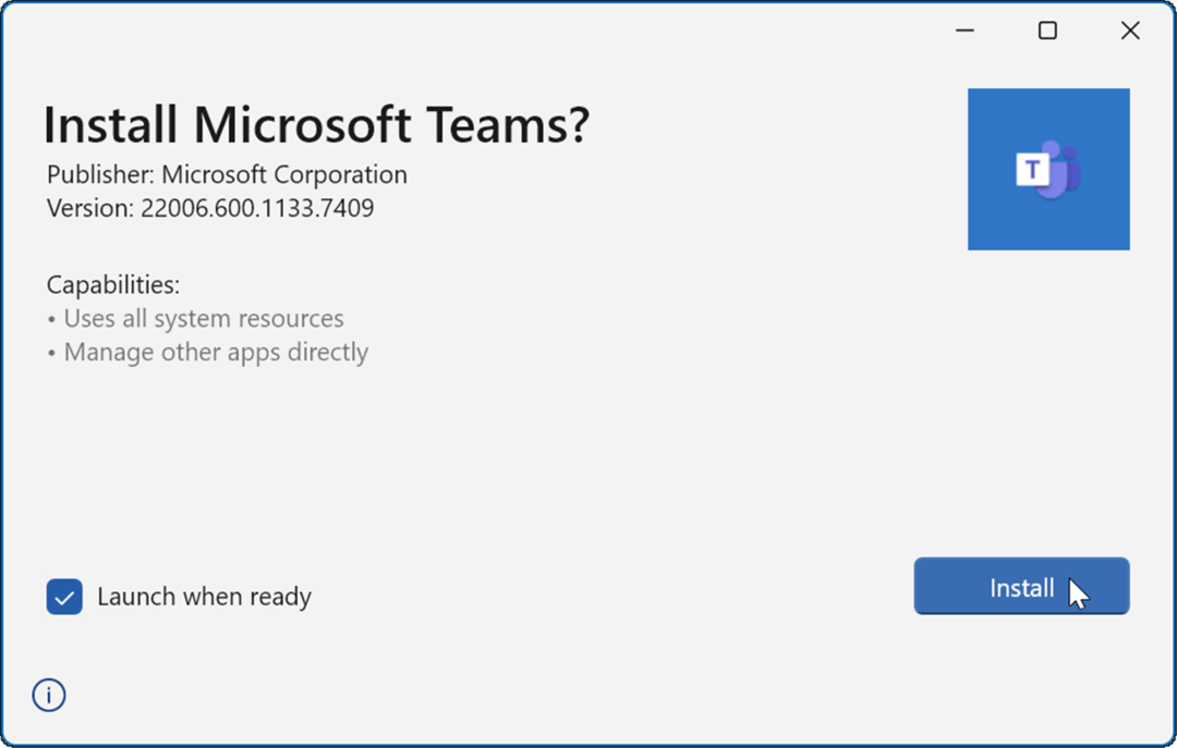 namestitev Microsoftovih ekip se ne nalaga