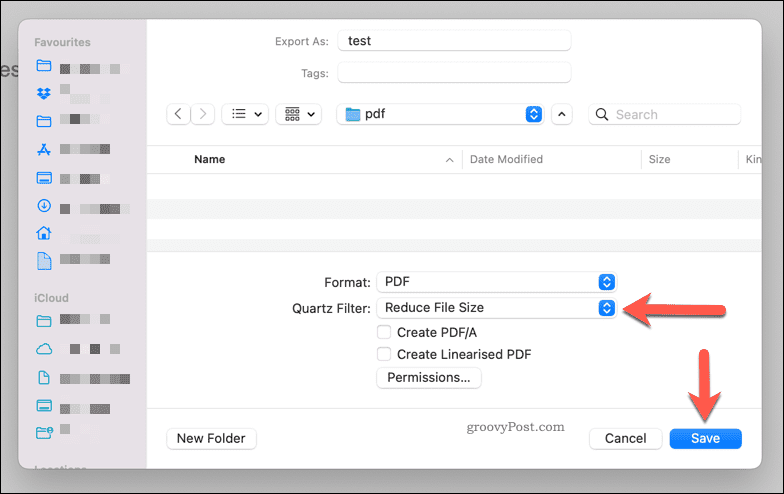 Zmanjšanje velikosti datoteke PDF s predogledom na Macu