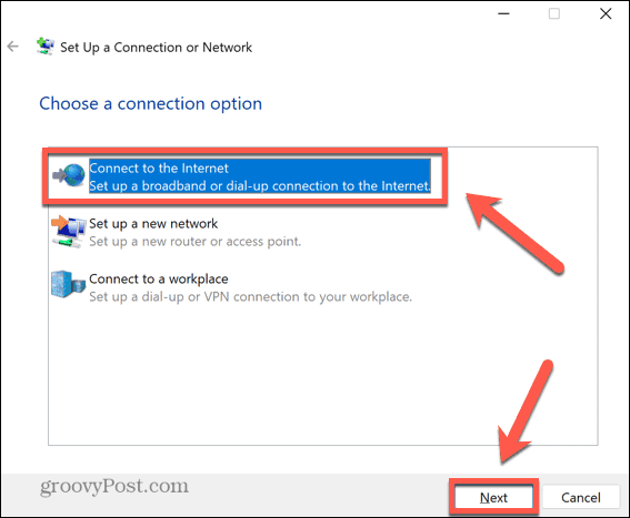 Windows se poveže z internetom