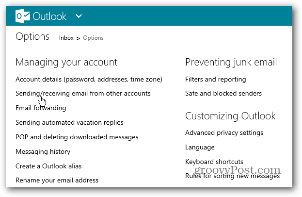 Nasvet za Outlook.com: Nastavite privzeti e-poštni račun
