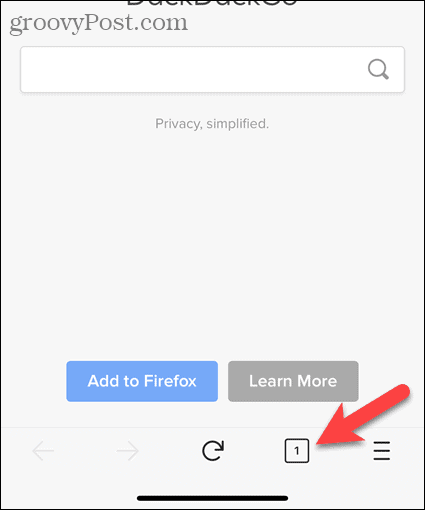 Dotaknite se gumba zavihek v Firefoxu za iOS