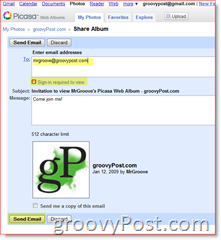Delite povabilo za obvezno prijavo v spletni album Picasa:: groovyPost.com