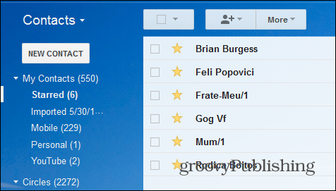Gmailovi stiki so označeni z zvezdico