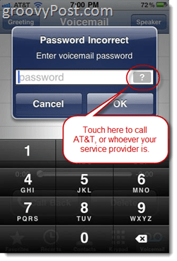 Napaka za iPhone MEssage "Geslo Nepravilno vnesite geslo za glasovno pošto"