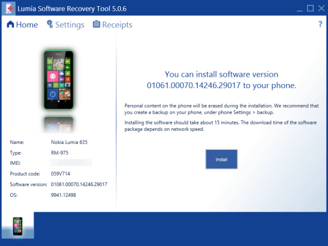 Orodje Lumia Recovery Windows 10 za telefone