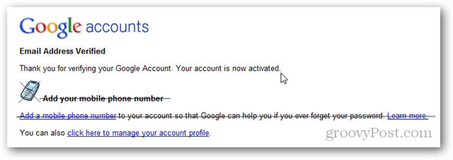 e-poštni naslov google računa preverjen