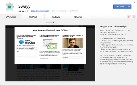 Swayy ima tudi razširitev Google Chrome, ki olajša skupno rabo odkritij vsebine.