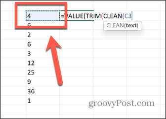 excel value trim clean select cell