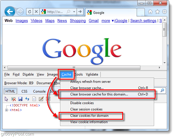 Kako počistiti predpomnilnik in piškotke Internet Explorerja 9 za posamezna spletna mesta