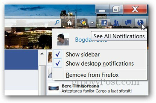facebook messenger za obvestilo o brskalniku Firefox