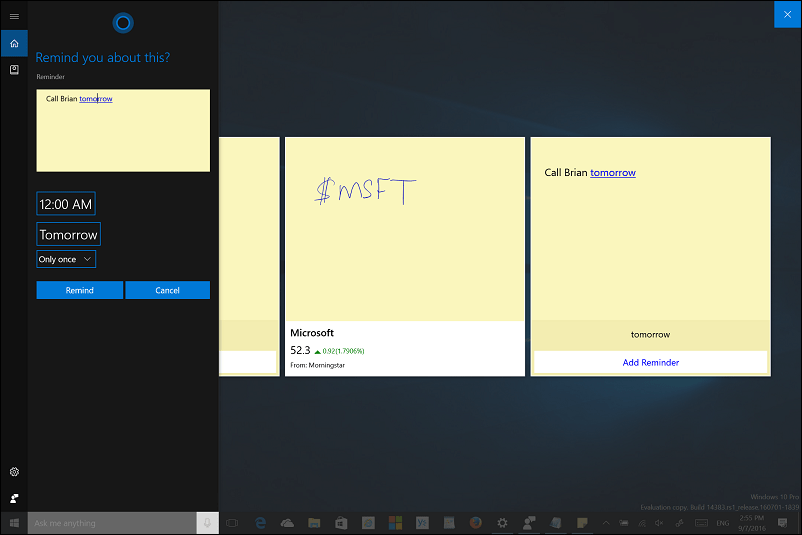Nasvet za posodobitev za obletnico sistema Windows 10: Uporabite črnilo z lepljivimi opombami in Cortano