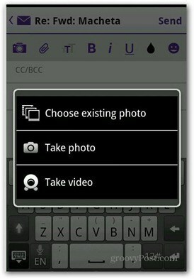 Yahoo Mail Android doda video fotografijo