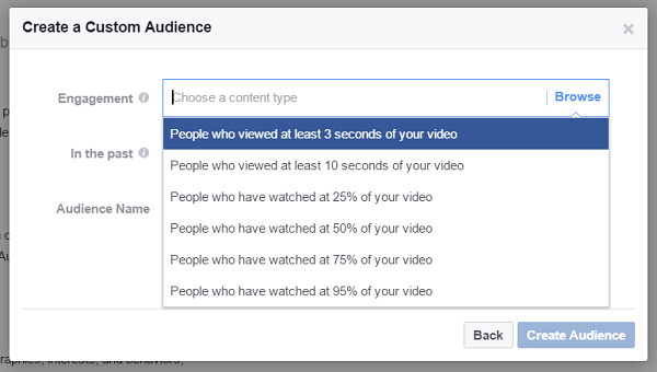 Ustvarite občinstvo po meri ljudi, ki so si ogledali vsaj tri sekunde prejšnjega videoposnetka.
