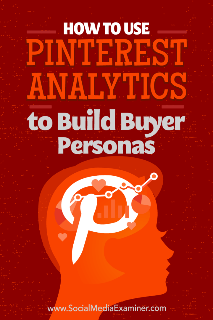 Kako uporabiti Pinterest Analytics za ustvarjanje osebnosti kupcev avtorice Ana Gotter v programu Social Media Examiner.