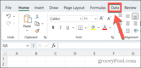 meni podatkov excel