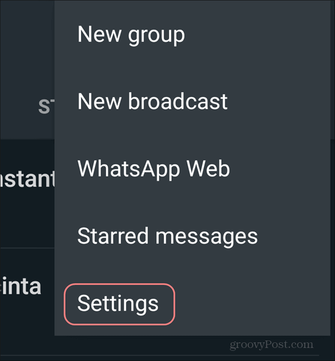 Izbrišite nastavitve računa WhatsApp