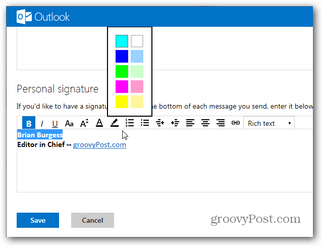Kako ustvariti podpis Outlook.com