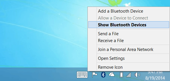 Pokaži naprave Bluetooth