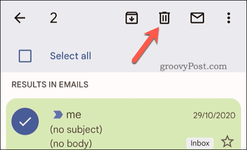 Brisanje izbranih e-poštnih sporočil v Gmailu na mobilni napravi