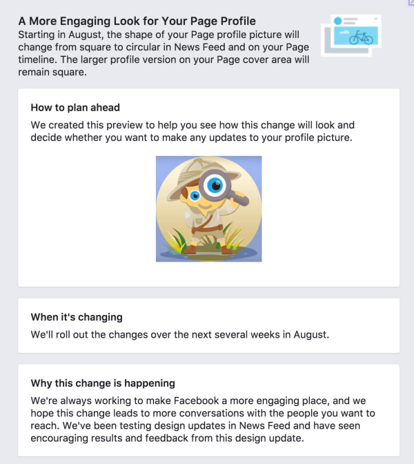Facebook spreminja fotografije profila strani iz kvadratne v okrogle.