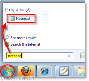 Posnetek zaslona sistema Windows 7 - odprite beležnico