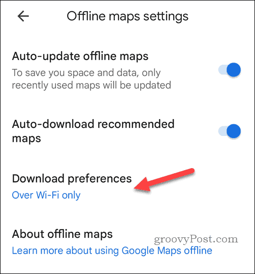 Nastavitve prenosa zemljevidov Google Maps brez povezave