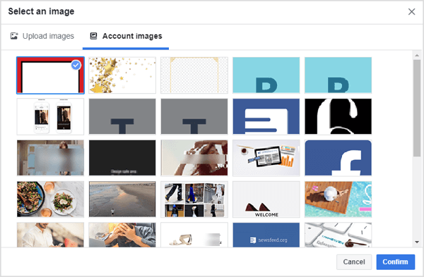 Izberite okvir, ki ste ga ustvarili za svojo Facebook kampanjo dinamičnih oglasov.