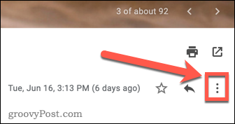 Ikona menija s tremi pikami v Gmailu