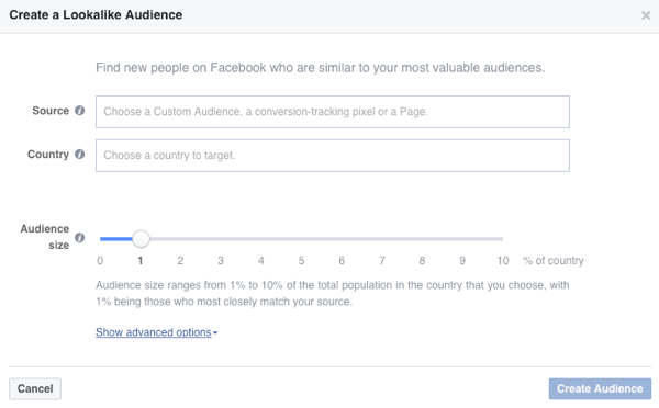 Ustvarite Facebook podobno publiko, ki temelji na obstoječi publiki.