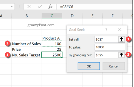 Uporaba cilja iskanja v Excelu