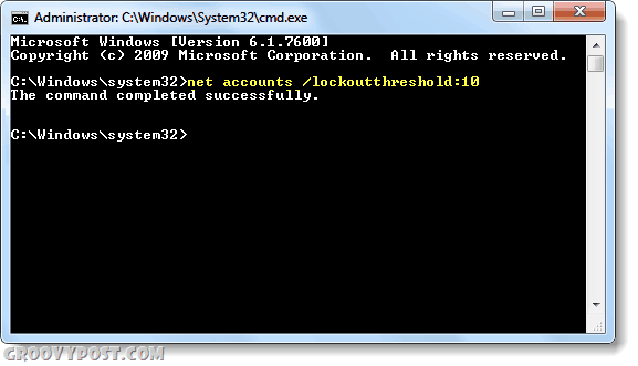 nastavite prag zaklepanja v operacijskem sistemu Windows 7