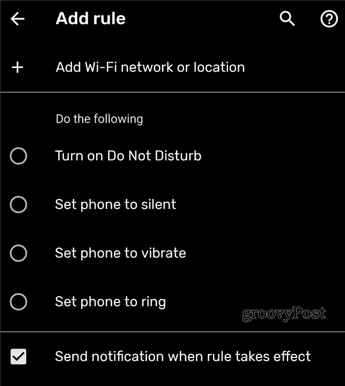 Pravilo za Android Dodajanje pravila