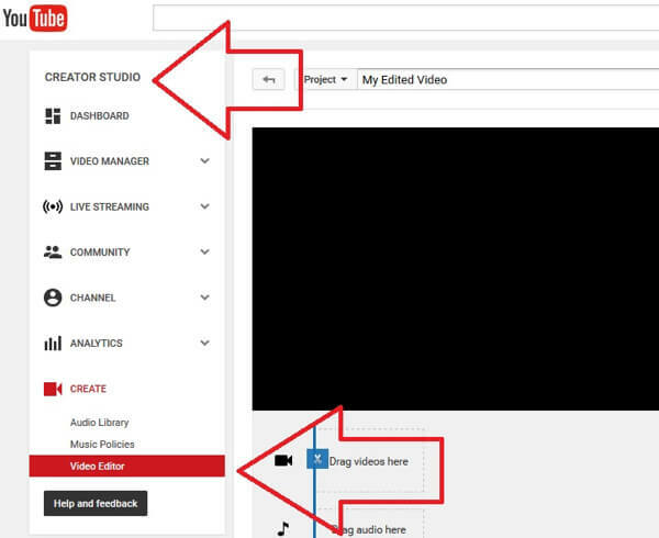 Odprite orodje za urejanje videoposnetkov v studiu YouTube Creator