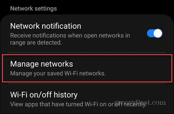 pozabite povezavo Wi-Fi v sistemu Android