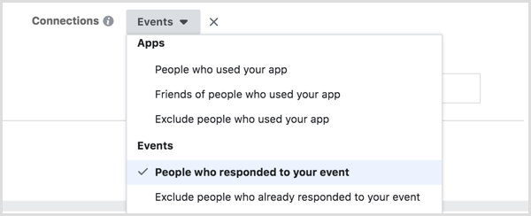 ciljanje oglasov na Facebooku na ljudi, ki so se odzvali na dogodek