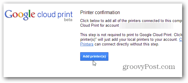 Dodaj tiskalnike v tisk v oblaku