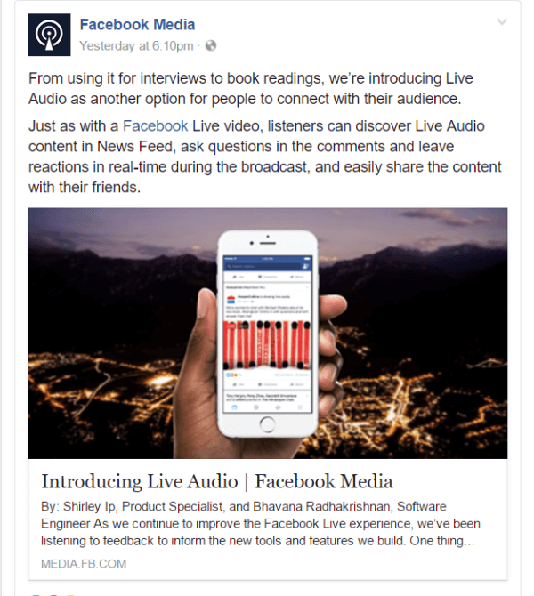 Facebook je s funkcijo Live Audio predstavil nov način objave na Facebooku.