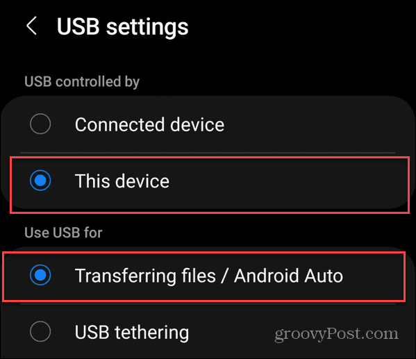 Prenesite fotografije iz Androida na pogon USB