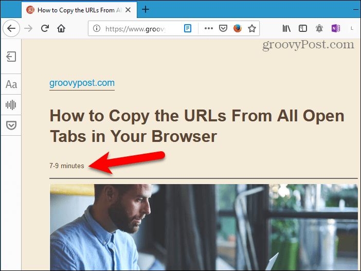 Predviden čas branja v bralnem pogledu v Firefoxu