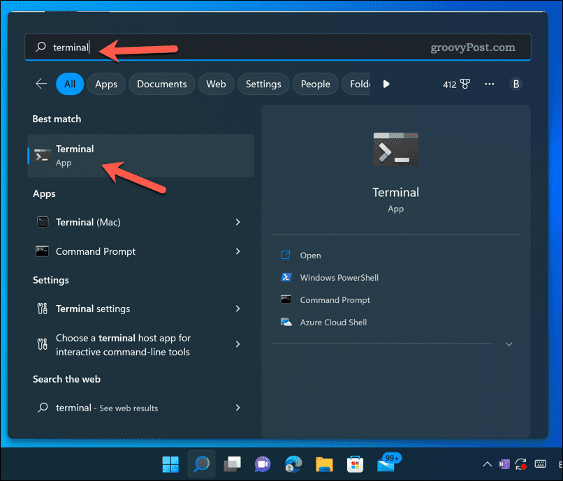 Odprite terminalsko aplikacijo Windows 11