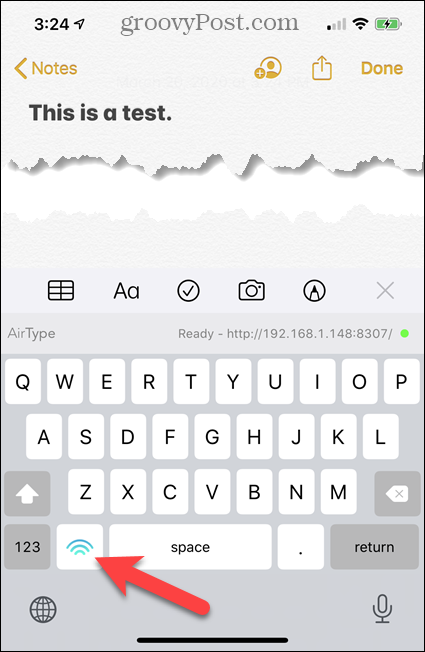 Besedilna tipkovnica AirType na iPhone