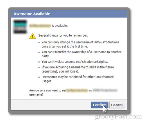 facebook uporabniško ime na voljo stvari, ki si jih želite zapomniti opozorila url potrdijo
