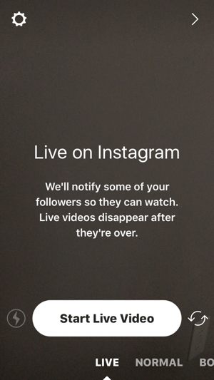 Dotaknite se ikone fotoaparata in nato Začni video v živo, da začnete prenos v živo v Instagramu.