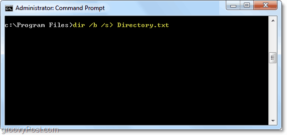 za dir poizvedbo v besedilno datoteko uporabite dir / b / s> directory.txt
