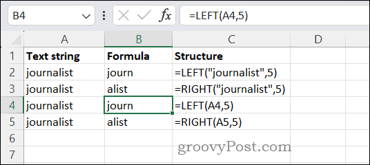 Uporaba funkcij LEVO in DESNO v Excelu