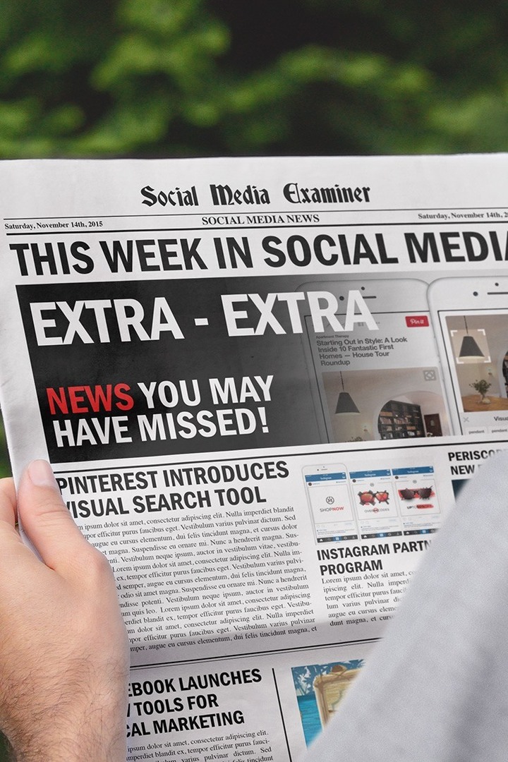 Pinterest začenja vizualno iskanje: Ta teden v družabnih medijih: Social Media Examiner